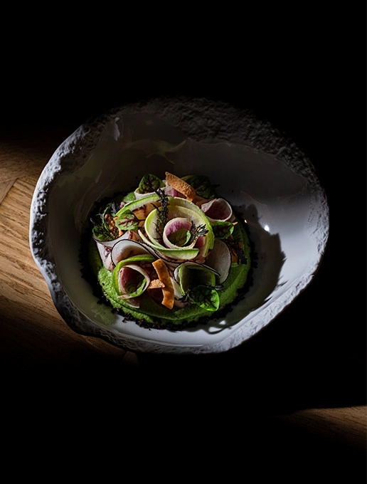 Refined dish served at the Dans le Noir ? restaurant